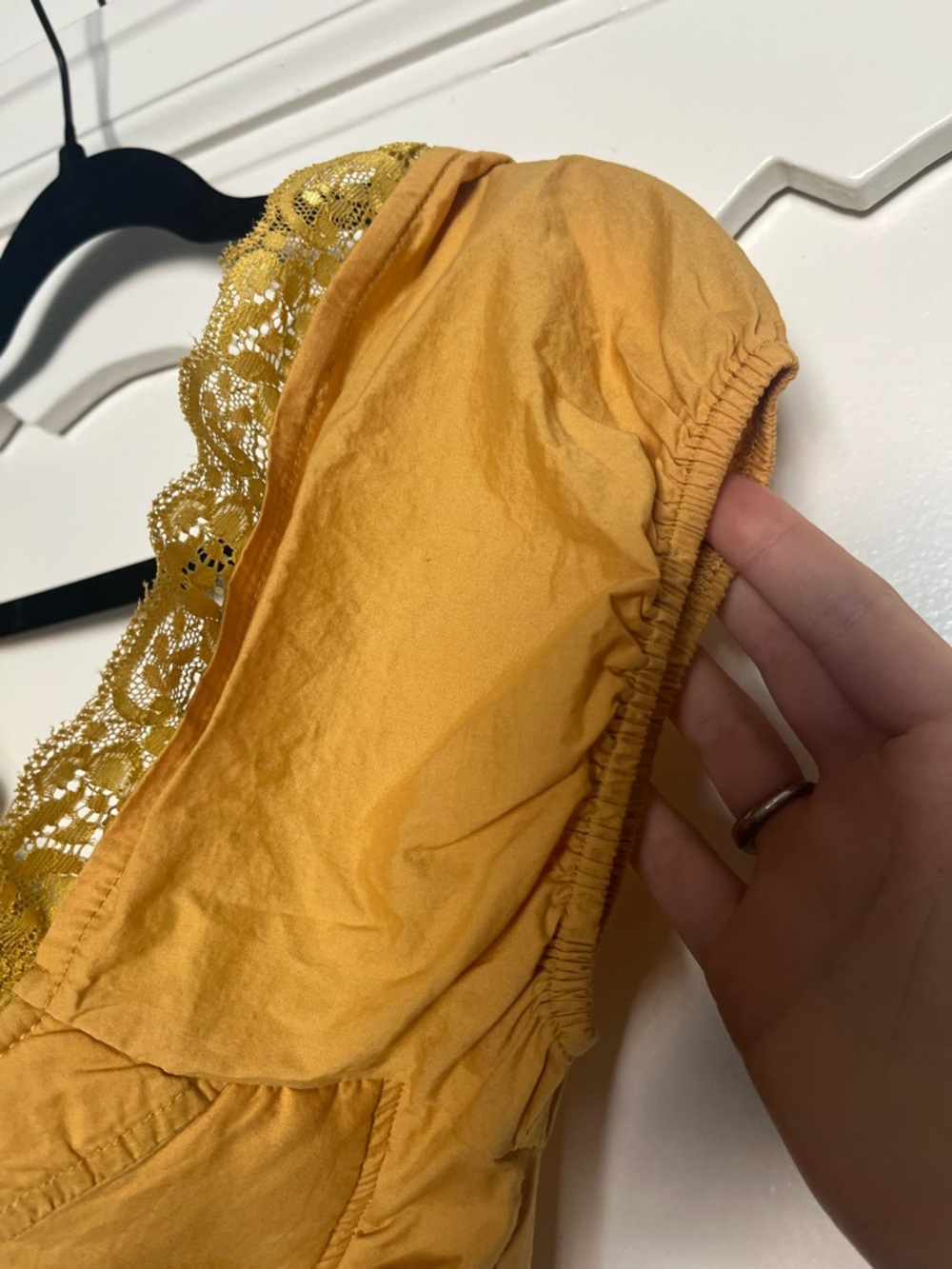 Mustard Yellow Lace Trim Corset Top - Picture 6 of 8